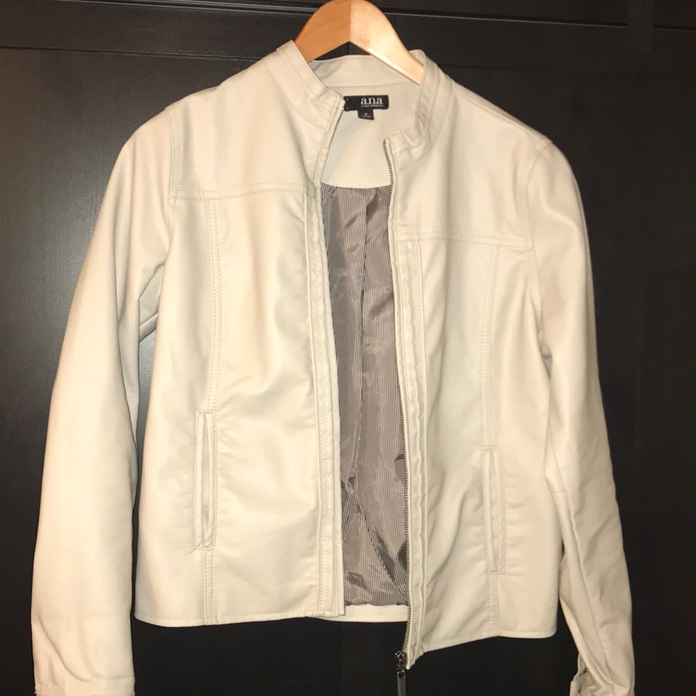 Faux Leather jacket in Bone